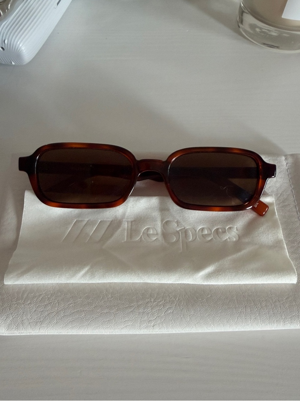 Le Specs Tortoiseshell Rectangular Sunglasses - Brown Lenses